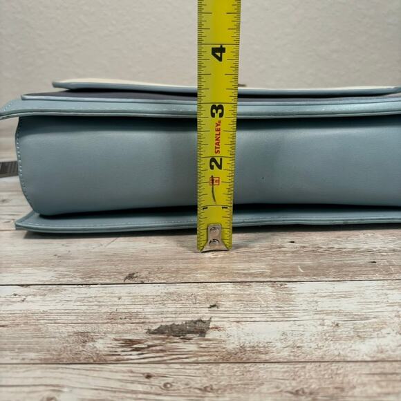 Angel Kiss Purse 10" Blue Leather Structured Colorblock Crossbody Shoulder Strap - Picture 8 of 11